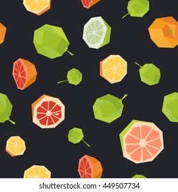 Citrus fruit seamless pattern.Cartoon style.