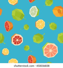 Citrus fruit seamless pattern.Cartoon style endless background.