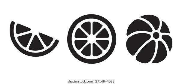 Citrus Fruit Slice Icons for Culinary and Nutrition Design.