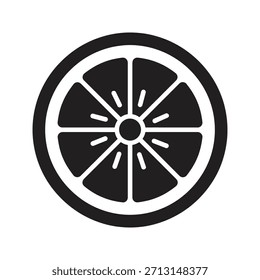 Zitrusfrucht Scheibe orange Zitrone Symbol feste Glyphe Vektor Design-Element Vitamin frisch saurer Saft Kreis rund gesunde Lebensmittel Bio-Natur