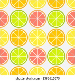 Citrus fruit slices seamless pattern. Vector illustration