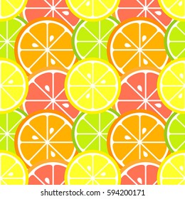 Citrus fruit slices seamless pattern. Vector illustration