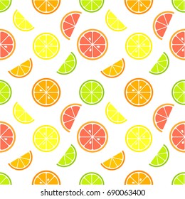 Citrus fruit slices seamless pattern. Vector illustration