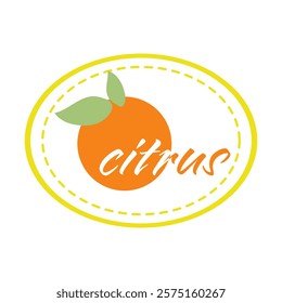 Citrus fruit sticker in flat design. Vector illustration isolated.