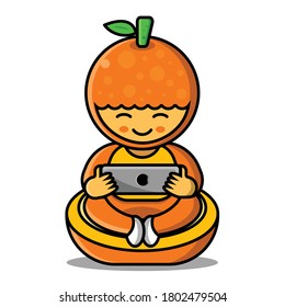 citrus fruit that is relaxing while playing games. you can use as stickers, logo, icon, background