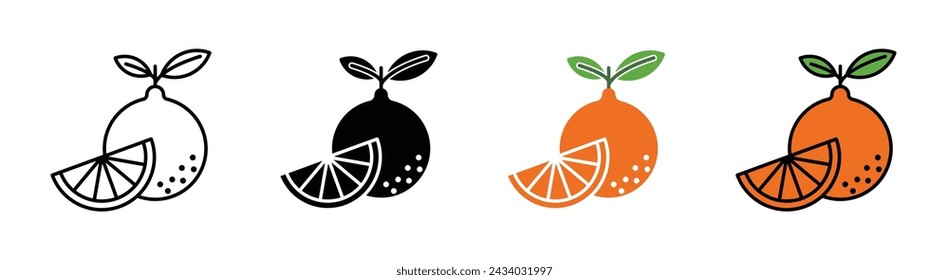 Zitrusfrucht Vektor Illustration Set. Citrus Zest Burst Sign geeignet für Apps und Websites UI Design-Stil.