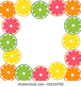 Citrus Fruits Border Frame Vector Background