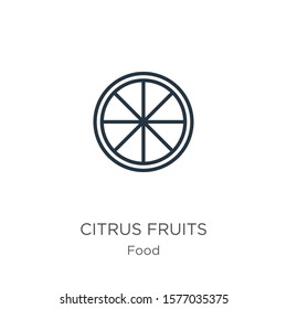 Citrus fruits icon. Thin linear citrus fruits outline icon isolated on white background from food collection. Line vector sign, symbol for web and mobile