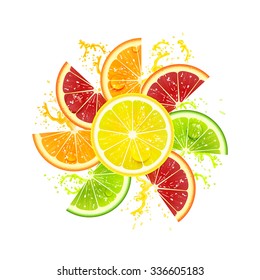 citrus fruits laid out in the form of a flower