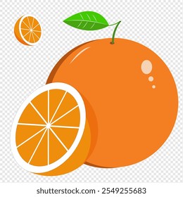 Citrus fruits with leaves, half and slices isolated on white background, clipping path, collection