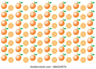 Citrus fruits. Oranges, On a white background pattern, Vector illustration