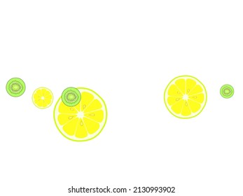 citrus fruits pattern. Orange, lemon and kiwi cut in half. Colorful vector background.