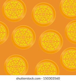 citrus fruits pattern over orange background vector illustration 