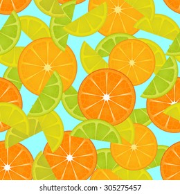 Citrus fruits pattern. Seamless background. Vector illustration