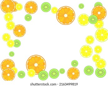 citrus fruits pattern. Vitamins. Tropical fruit cut into halves on white.