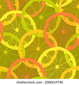 Citrus fruits slices seamless pattern