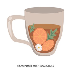 citrus fruits in teacup drink