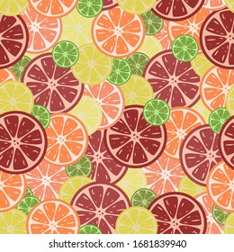 Citrus fruits vector flat pattern  
