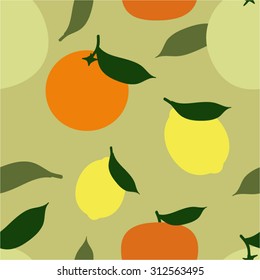Citrus fruits vector seamless background