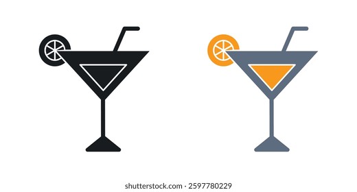Citrus Glass colored icon set. Stock Vector