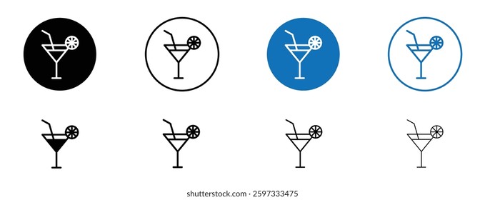 Citrus Glass icon set in black and blue colors on white background