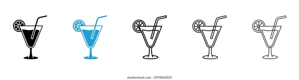 Citrus Glass icons vector illustrations in black and blue colors for web and ui designs