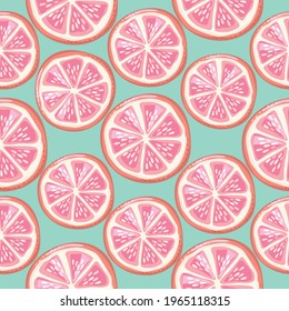 Citrus grapefruit seamless pattern background. Summer modern print. Vector illustration