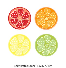 citrus group in size. Set lime, lemon, orange grapefruit pomelo