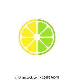 Citrus half fruit icon. Lemon slice outline sign. Vector lime organic illustration isolated on white.