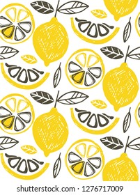 Citrus hand drawn doodle pattern background