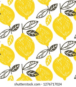 Citrus hand drawn doodle pattern background