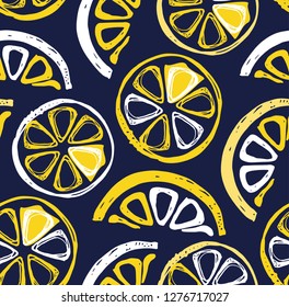 Citrus hand drawn doodle pattern background