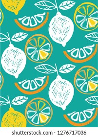 Citrus hand drawn doodle pattern background
