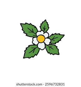 Citrus Icon with Green Leaf and White Flower – Fresh and Fragrant Symbol