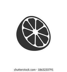 Citrus icon. Orange black silhouette. Lemon slice outline sign. Vector organic illustration isolated on white.
