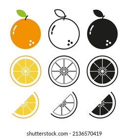 Citrus icon. Orange. Simple flat vector illustration on a white background.