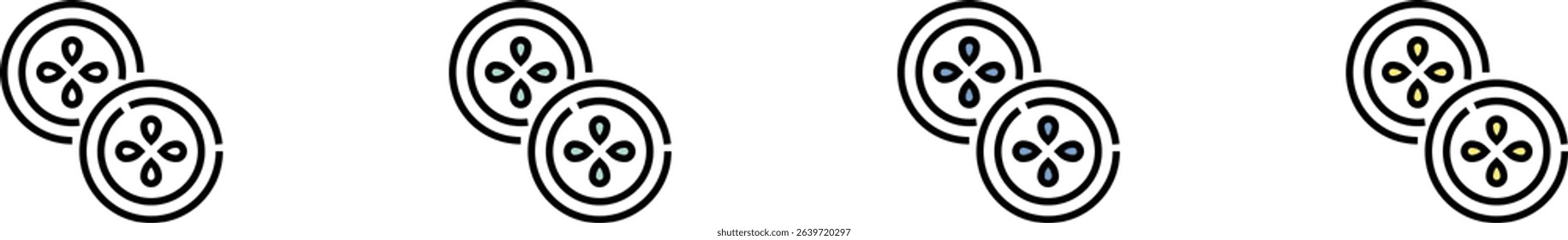 citrus icon. Outline, Green, Blue and Yellow Style Design Isolated On White Background