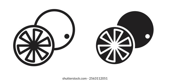 Citrus icons in black line and filled versions