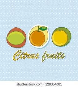 citrus icons over blue background. vector illustration