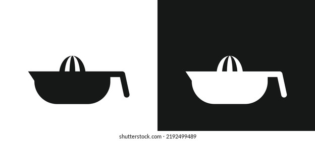 Citrus juicer flat icon for web. Simple juicer squeezer sign web icon silhouette with invert color. Orange or lemon squeezer solid black icon vector design. Citrus juicer squeezer cartoon clipart