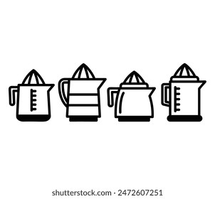 citrus juicer icons symbol vector design black white colors flat illustration collections sets