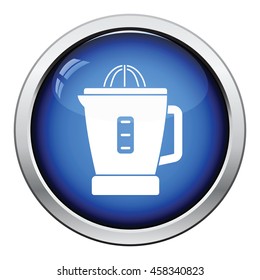 Citrus juicer machine icon. Glossy button design. Vector illustration.