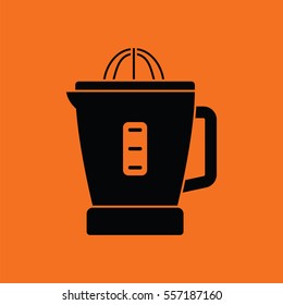 Citrus juicer machine icon. Orange background with black. Vector illustration.