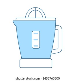 Icono De Máquina De Juicer De Cítricos. Línea Delgada Con Diseño De Relleno Azul. Ilustración vectorial.
