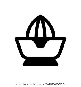 Exprimidor de cítricos. Icono de Vector de trazo delineado con detalles rellenos de negro.