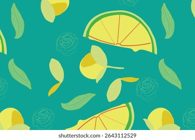 Citrus Juicy Fresh Cool  Colorful And Bright  Charm Summer Fruit  Seamless Pattern For Packaging , Branding, Fabric ,Stationary 