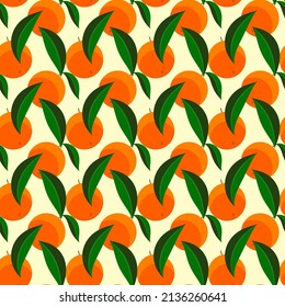citrus with leaves seamless pattern, tangerine fruit print