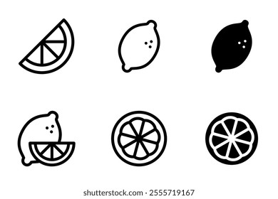 citrus, lemon icon set design concept