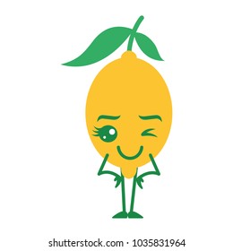 citrus lemon kawaii cartoon fruit