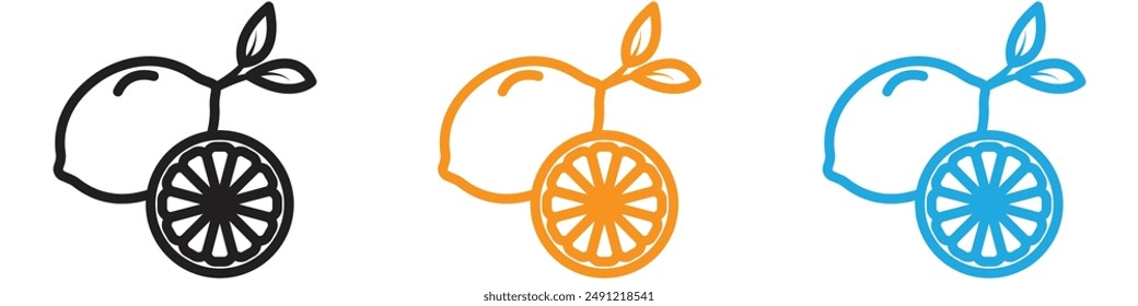 Citrus lemon lime orange tangerine slice icon